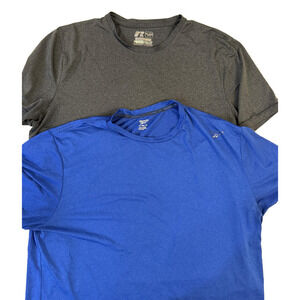 Reebok Shirt Mens Extra Large Blue + Russell Athletics XL Gray Dry Fit LOT of 2